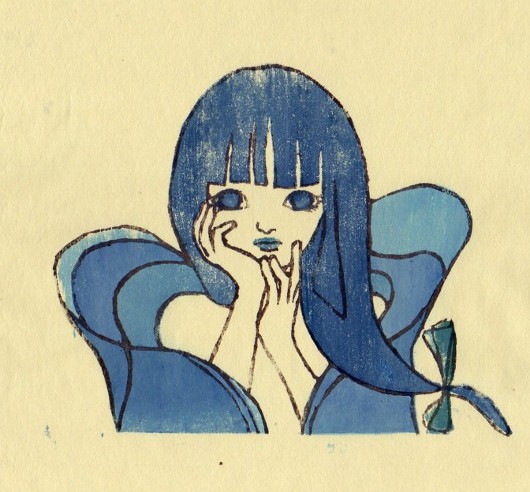 木版画「藍姫」